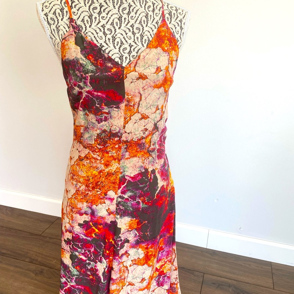 Halter top strappy full length summer dress with vibrant pattern